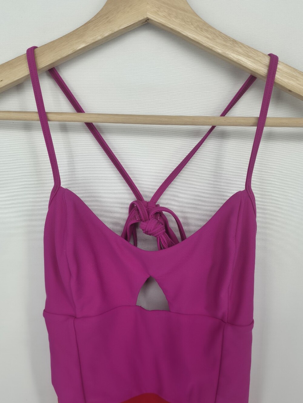 Summersalt Colorblock One Piece Swimsuit Pink Red Keyhole Open Back Tie Sz 4 - Picture 4 of 16